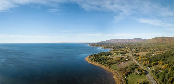 Panorama Flygfoto Över Atlanten Kusten Solig Morgon Tas Nära Gesgapegiag — Stockfoto