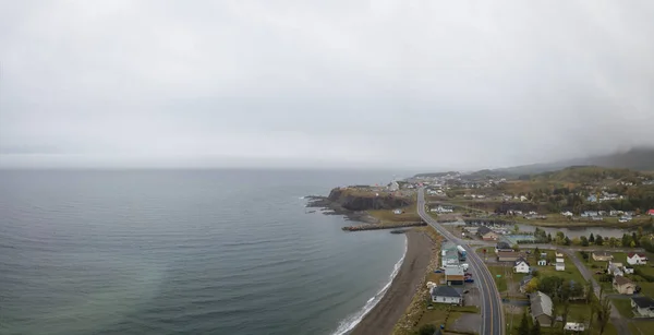 Vista Panorámica Aérea Una Pequeña Ciudad Costa Del Océano Atlántico —  Fotos de Stock