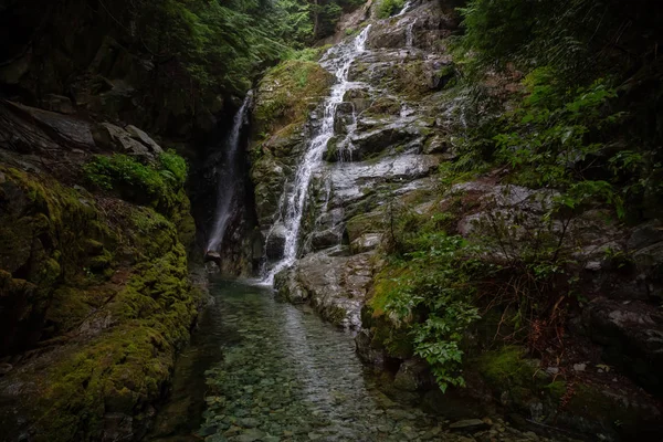 Belle Vue Sur Une Cascade Lors Une Journée Brumeuse Porté — Photo