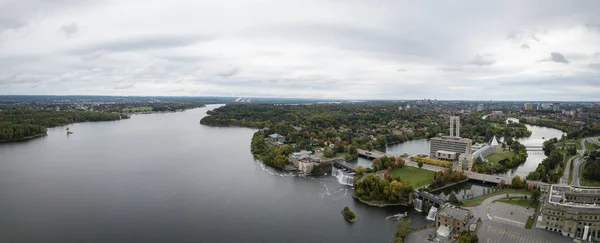 Panorama Flygfoto Över Ett Vackert Vattenfall Stanley Park Tagit Ottawa — Stockfoto