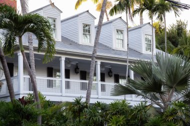 Key West, Florida, United States - November 1, 2018: Exterior view of a white modern home. clipart