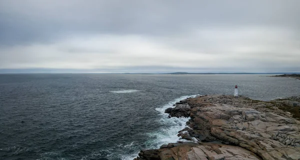 Aerial Panoramic View Lighthouse Rocky Coast Atlantic Ocean Taken Peggy — Stock Photo, Image