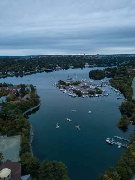 Luchtfoto Van Melville Cove Moderne Stad Tijdens Een Bewolkt Sunrise — Stockfoto