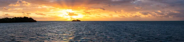 Dramatic Panoramic View Cloudy Sunrise Tropical Atlantic Ocean Coast Taken — Stock Photo, Image