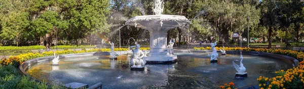 Savannah Georgia Spojené Státy Října 2018 Krásný Výhled Fontány Parku — Stock fotografie