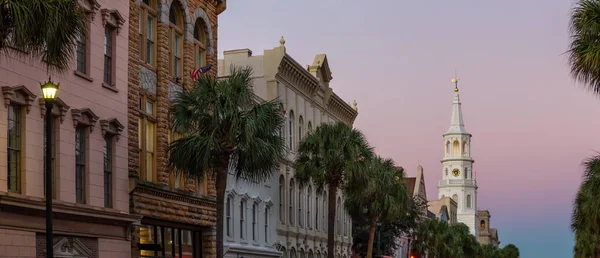 Prachtig Panoramisch Uitzicht Uban Straten Downtown Charleston South Carolina Valt — Stockfoto