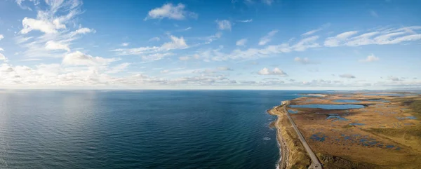 Panorama Flygfoto Över Naturskön Väg Pulserande Solig Dag Tagit Newfoundland — Stockfoto