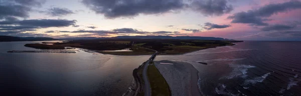 Pemandangan Panorama Udara Dari Pantai Samudera Atlantik Selama Matahari Terbit — Stok Foto
