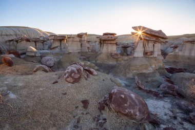 Beautiful landscape view of unique rock formation in the desert of New Mexico, United States of America.