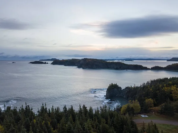 Paisagem Aérea Canadense Vista Pela Costa Oceano Atlântico Durante Nascer — Fotografia de Stock