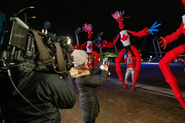 Downtown Vancouver British Columbia Canada December 2018 Global News Reporter — Stock Photo, Image