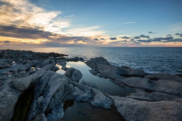 Beautiful Rocky Atlantic Ocean Coast Vibrant Sunset Taken Cow Head — Stock Photo, Image