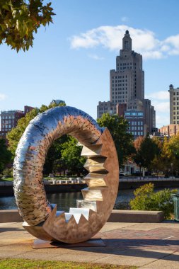 Providence, Rhode Island, United States - October 25, 2018: Scenic view of a beautiful modern downtown city during a vibrant sunny day. clipart