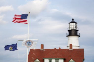 Portland kafa feneri Portland, Maine, Amerika Birleşik Devletleri - 23 Ekim 2018: güzel manzarasına Atlantik Okyanusu kıyısında.