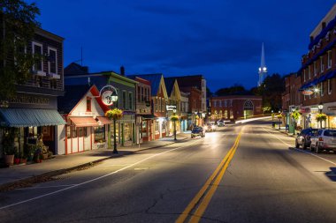 Camden, Maine, Amerika Birleşik Devletleri - 23 Ekim 2018: gece görünümü East Coast Kuzey Amerika üzerinde bir küçük turistik şehir.