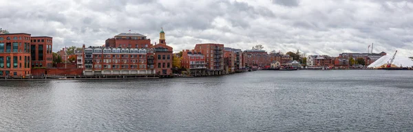 Panoramic View Old Historic Town Cloudy Morning Taken Portsmouth New — Stock Photo, Image