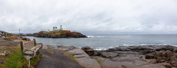 Vue Panoramique Belvédère Sur Une Côte Océan Atlantique Près Phare — Photo