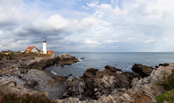 Hermosa Vista Panorámica Del Faro Portland Head Costa Del Océano — Foto de Stock