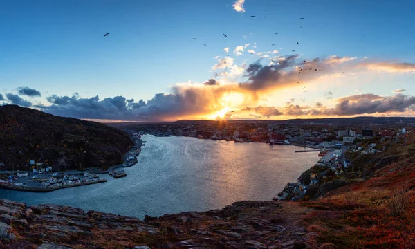 Coucher Soleil Vue Haut Lieu Historique National Signal Hill Prise — Photo