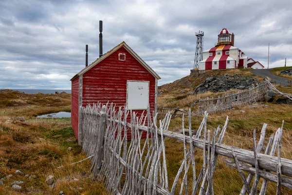 Krásný Pohled Bonavista Maják Pobřeží Atlantského Oceánu Během Večera Přeháňky — Stock fotografie