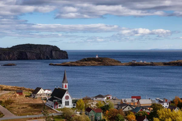 Aerial View Small Town Atlantic Ocean Coast Sunny Day Taken — Stock Photo, Image