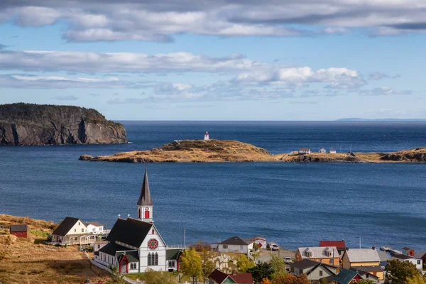 Aerial View Small Town Atlantic Ocean Coast Sunny Day Taken — Stock Photo, Image