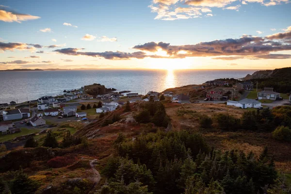 Hermosa Vista Una Pequeña Ciudad Costa Del Océano Atlántico Durante — Foto de Stock