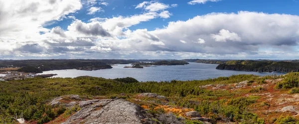 Panoramablick Auf Eine Kanadische Landschaft Der Atlantikküste Einem Bewölkten Morgen — Stockfoto