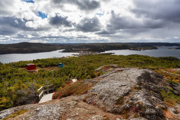 Vista Uma Paisagem Canadense Costa Oceano Atlântico Durante Uma Manhã — Fotografia de Stock