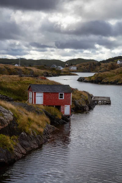 Visa Liten Stad Atlanten Kusten Molnig Kväll Tagit Salt Harbour — Stockfoto