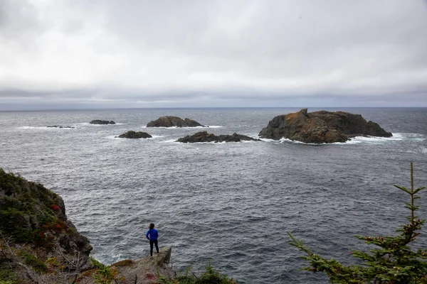 Beautiful Landscape View Rocky Atlantic Ocean Coast Cloudy Day Taken — Stock Photo, Image