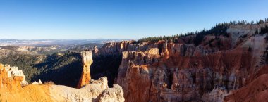 Güneşli bir gün boyunca Amerikan bir manzara güzel manzarasına. Bryce Canyon Milli Parkı, Utah, Amerika Birleşik Devletleri içinde alınan.