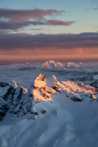 Veduta Aerea Bellissimo Paesaggio Canadese Durante Tramonto Invernale Preso Vicino — Foto Stock