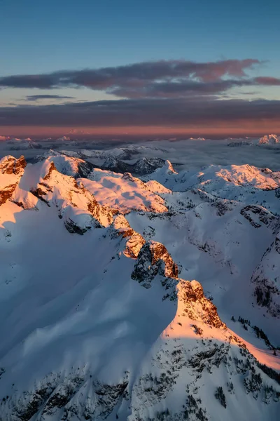 Veduta Aerea Bellissimo Paesaggio Canadese Durante Tramonto Invernale Preso Vicino — Foto Stock