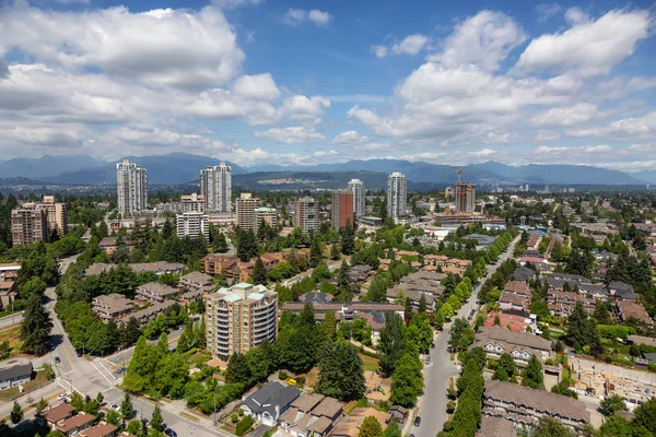 Flygfoto Över Modern Stad Solig Sommardag Tagit Burnaby Vancouver Kanada — Stockfoto