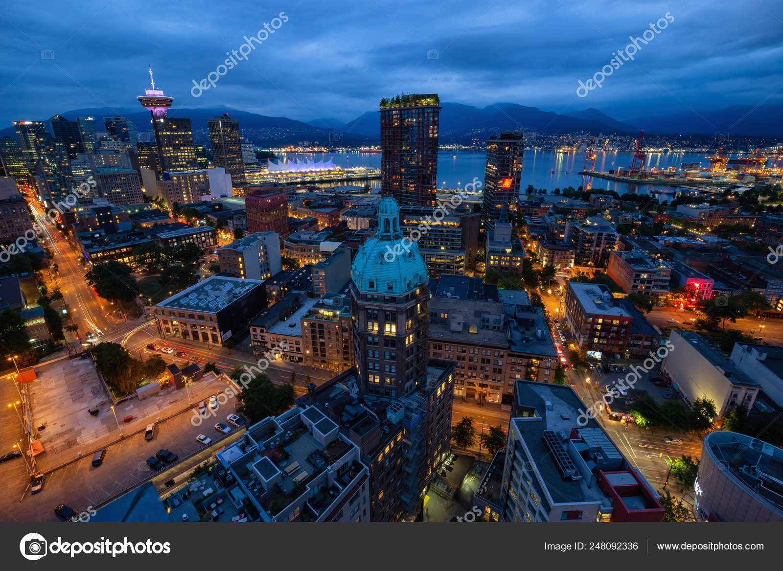 Downtown Vancouver British Columbia Canada June 2018 Aerial View