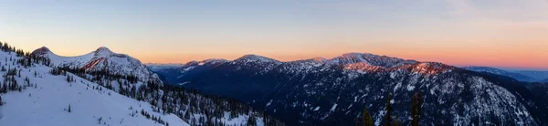 Schöne Panoramische Kanadische Landschaft Während Eines Lebendigen Wintersonnenuntergangs Aufgenommen Auf — Stockfoto