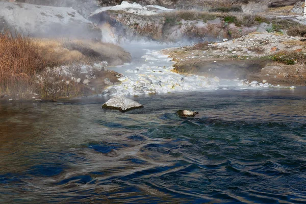 Pohled Přírodních Horkých Pramenů Horké Creek Geologické Lokality Nachází Blízkosti — Stock fotografie