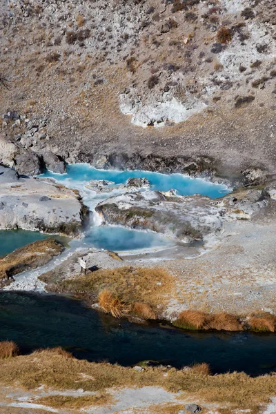 Vue Aérienne Des Sources Thermales Naturelles Site Géologique Hot Creek — Photo