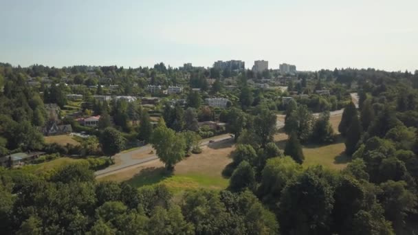 Widok Lotu Ptaka Nowoczesnego Miasta Słoneczny Letni Dzień Podjęte Vancouver — Wideo stockowe