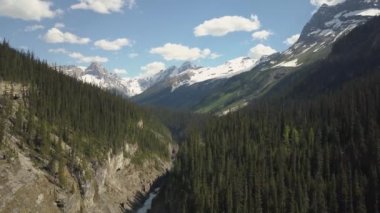 Canlı güneşli bir yaz günü boyunca Güzel Kanada Rockies Manzara Havadan görünümü. Alberta Kanada'da çekilen.