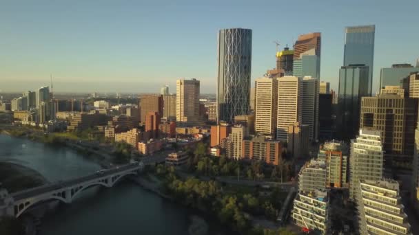 Vista Aérea Uma Paisagem Urbana Moderna Centro Durante Nascer Sol — Vídeo de Stock