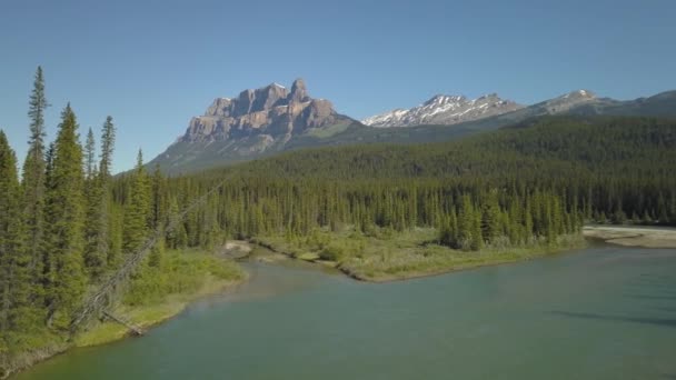 Вид Воздуха Канадские Скалистые Горы Солнечный Летний День Снято Альберте — стоковое видео