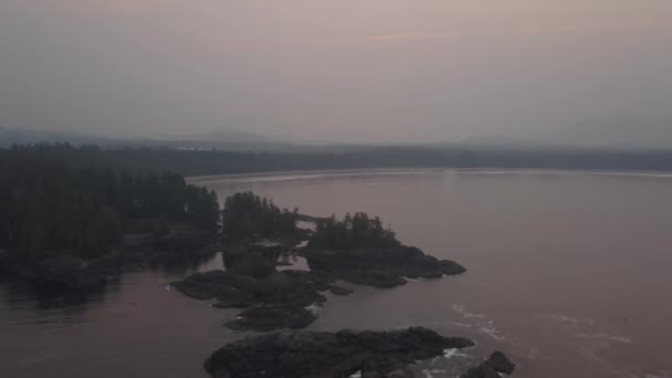 Widok Lotu Ptaka Piękną Plażę Wybrzeżu Oceanu Spokojnego Podczas Pochmurnego — Wideo stockowe