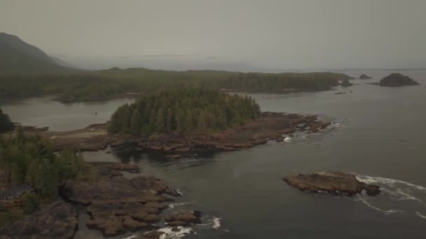 Schöne Luftaufnahme Von Der Küste Des Pazifischen Ozeans Einem Lebhaften — Stockvideo