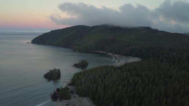 Luchtfoto Van Een Prachtig Strand Aan Kust Van Stille Oceaan — Stockvideo