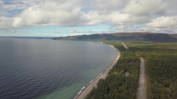 Légifelvétel Egy Gyönyörű Strand Nagy Tavak Észak Amerika Lake Superior — Stock videók