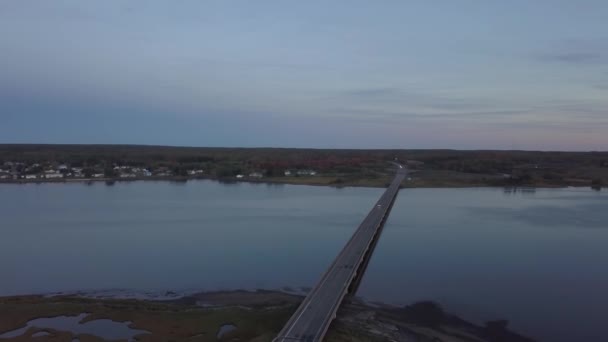 Vista Aérea Una Hermosa Playa Océano Atlántico Durante Amanecer Nublado — Vídeo de stock