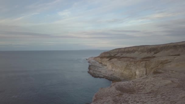 Aerial View Rocky Atlantic Ocean Coast Cloudy Sunset Taken Burnt — 图库视频影像