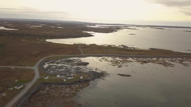 Aerial View Anse Aux Meadows National Historic Site Atlantic Ocean — Stock Video